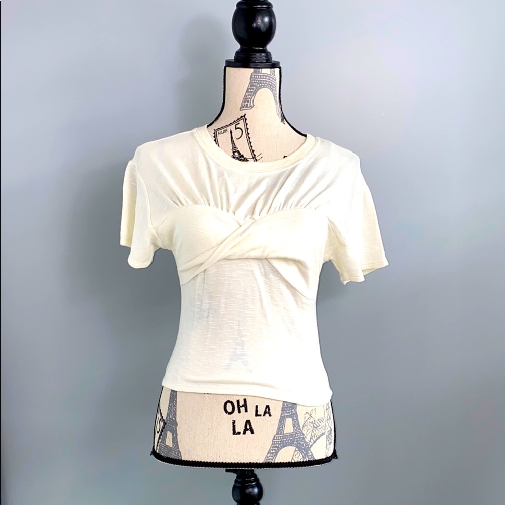 Chaser Ivory Gathered Tee